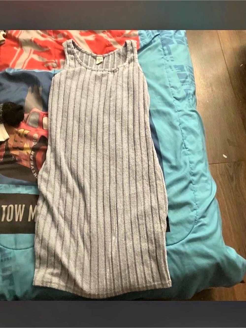 SHEIN Girls Ribbed Striped Dress Gray Size 14Y